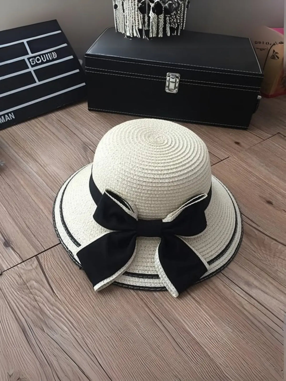 Girls White Vintage Style Black Bow Tie Cloche Hat Mia Belle Girls