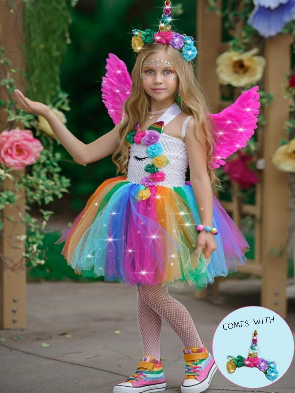 Girls Unicorn of Light LED Tutu Costume Dress with Headband Mia Belle Girls