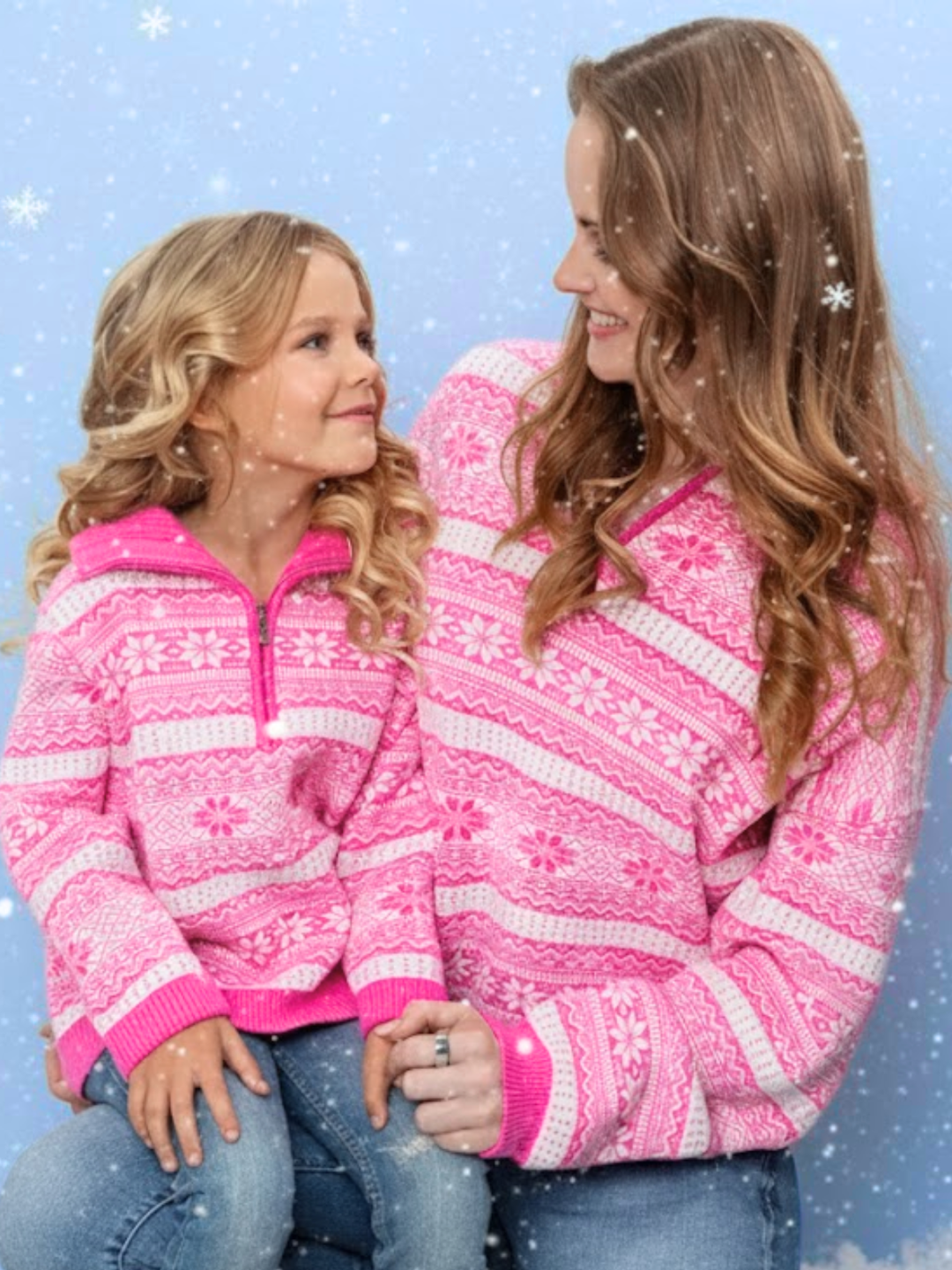 Mommy and Me Frosted Fair Isle Quarter-Zip Sweater Mia Belle Girls