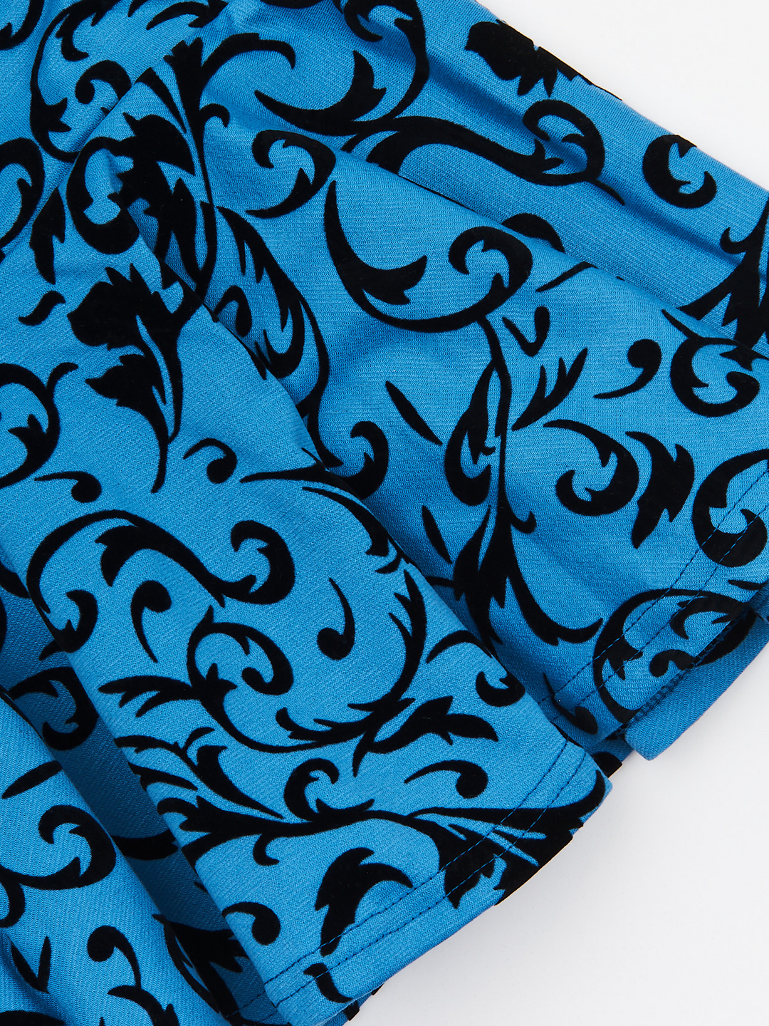 Kids Couture x Mia Belle Girls Blue Black Velvet Brocade Vine Dress