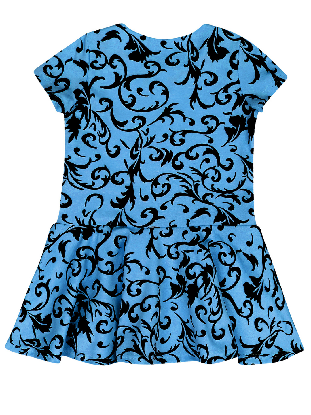 Kids Couture x Mia Belle Girls Blue Black Velvet Brocade Vine Dress