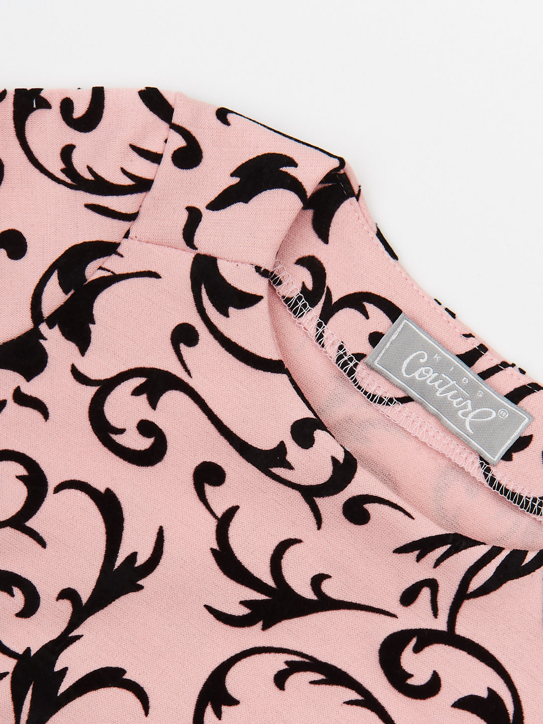 Kids Couture x Mia Belle Girls Pink Black Velvet Brocade Vine Top