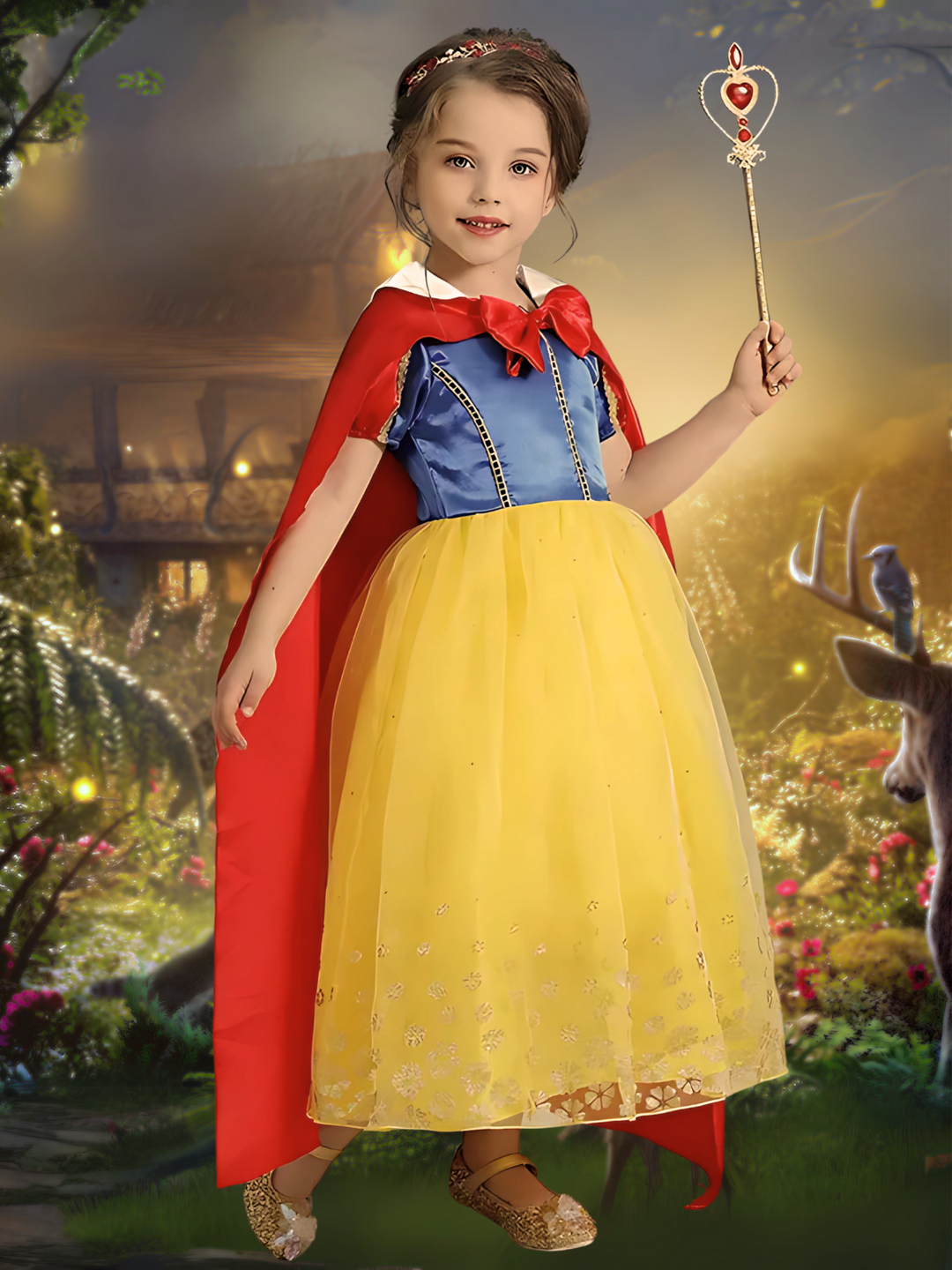 Girls Deluxe Snow White Inspired Costume Dress – Mia Belle Girls Girls Deluxe Snow White Inspired Costume Dress – Mia Belle Girls