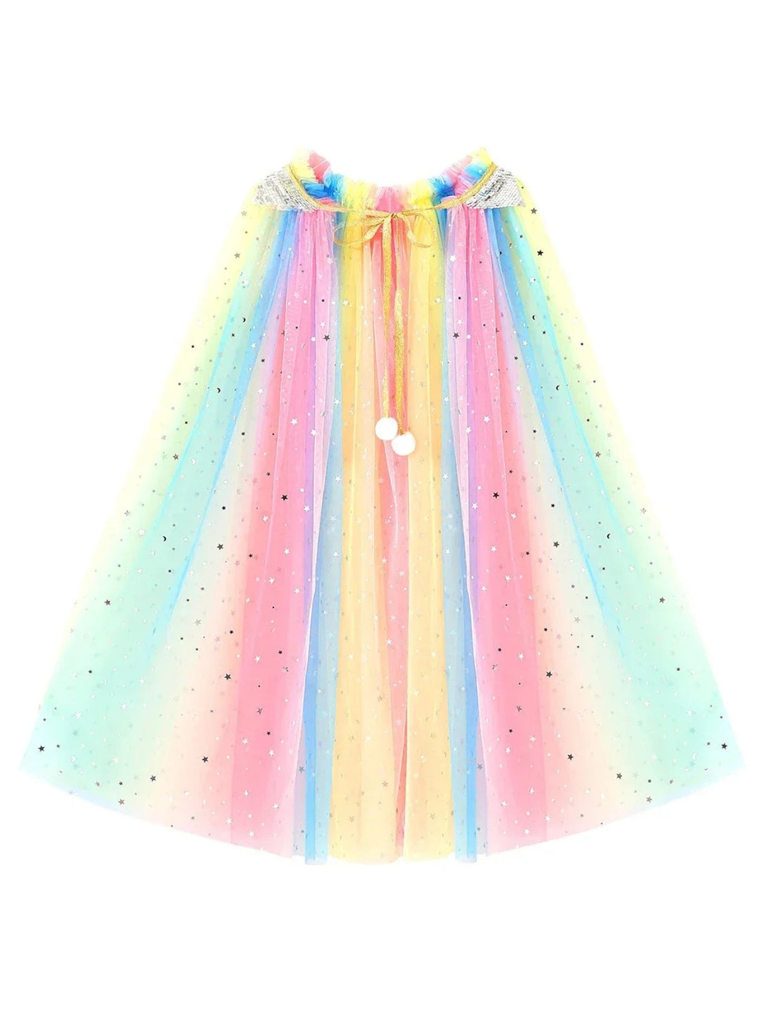 Girls Rainbow Princess Long Mesh Cape