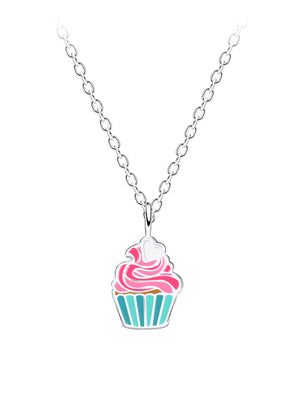Sterling Silver  Cupcake Pendant Necklace