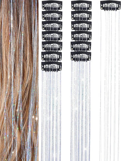 Sparking Shiny Hair Tinsel Hair Extensions - Set of 6