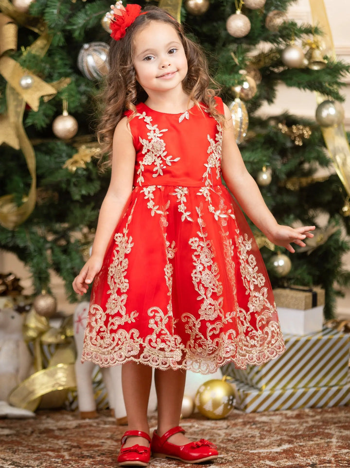Winter Dresses for Kids |  Embroidered Holiday Dress | Mia Belle Girls
