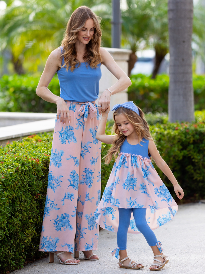 Mommy and Me Blue Blossom Matching Set