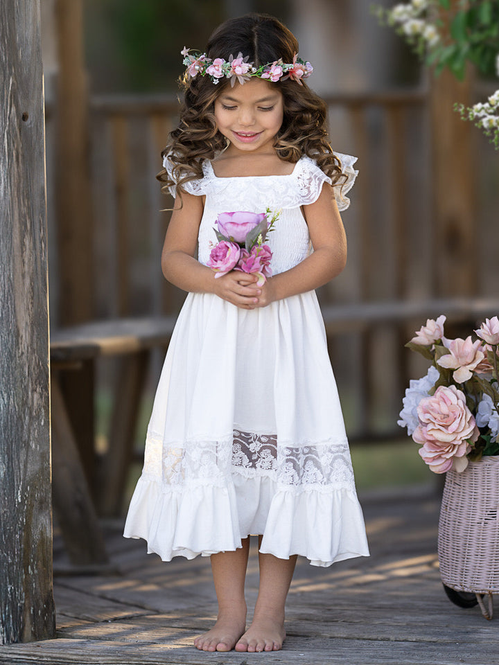 White Spring Chic Lace Maxi Dress