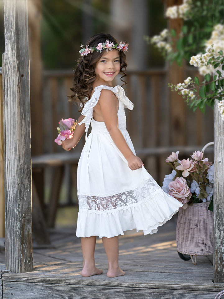 White Spring Chic Lace Maxi Dress