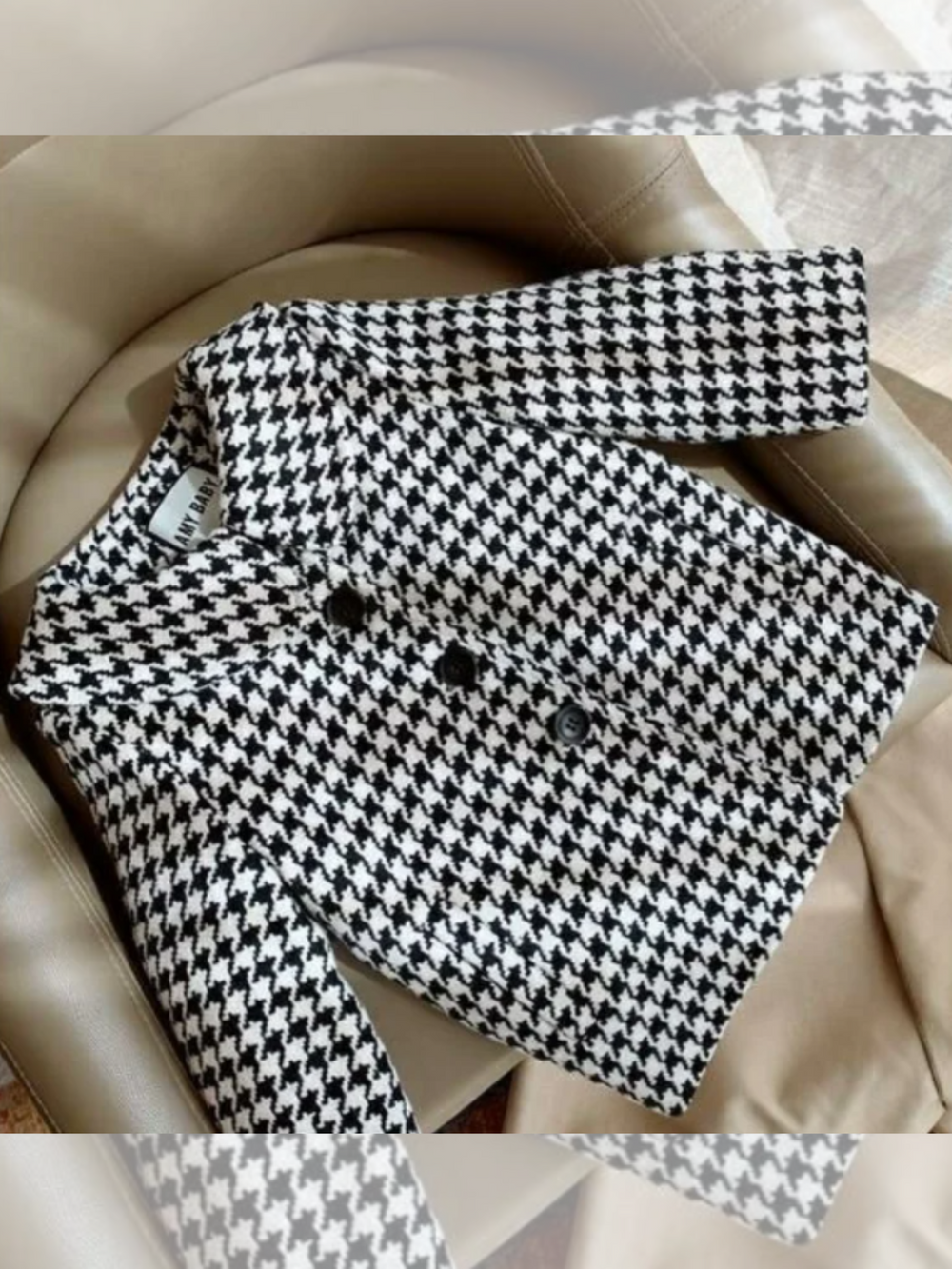 Chic Houndstooth Long Coat Mia Belle Girls