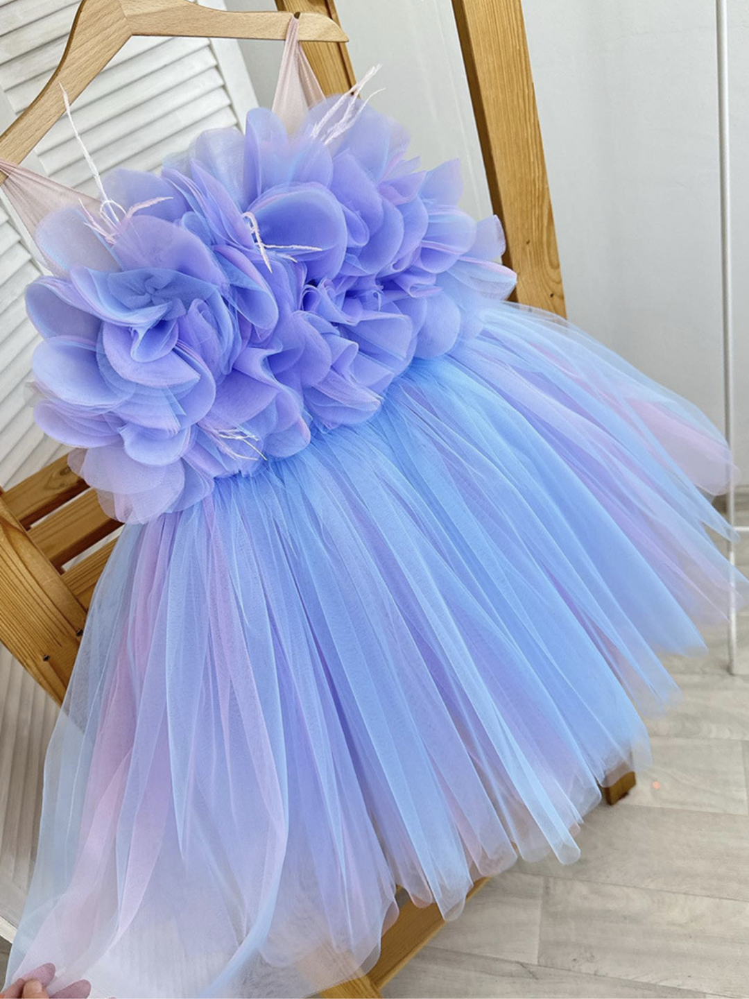 blue and purple tutu dress Girls Princess Flower Decorated Tutu Dress Purple / 5Y