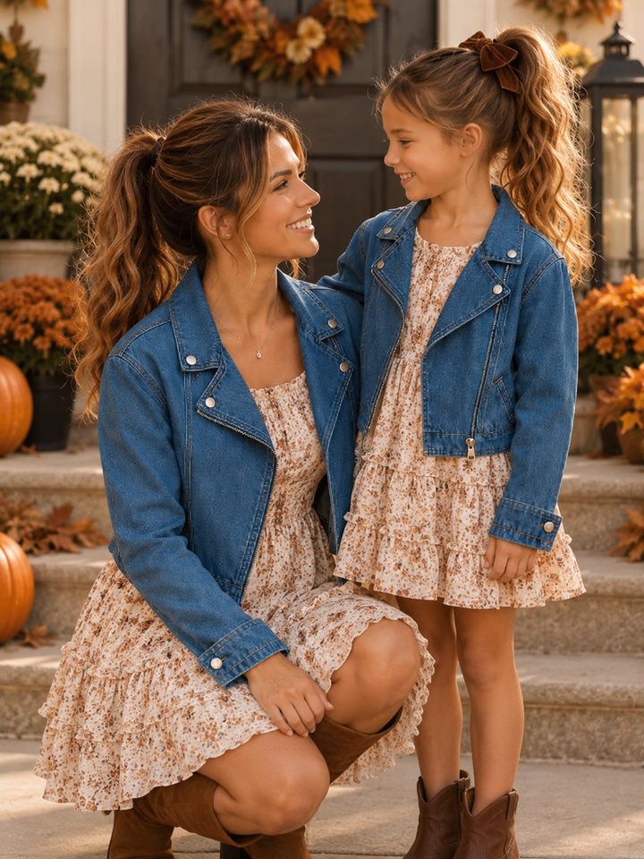 Mommy and Me Classic Denim Moto Jacket