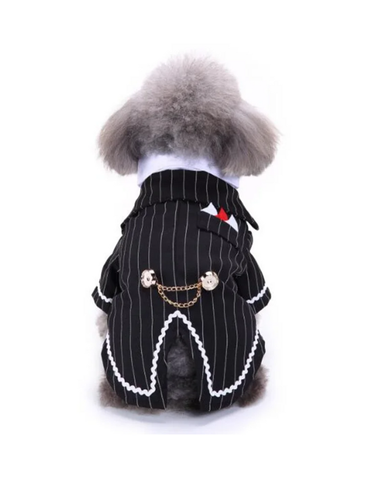 Striped Dog Tuxedo Bow Tie Gentleman Halloween Costume Mia Belle Girls
