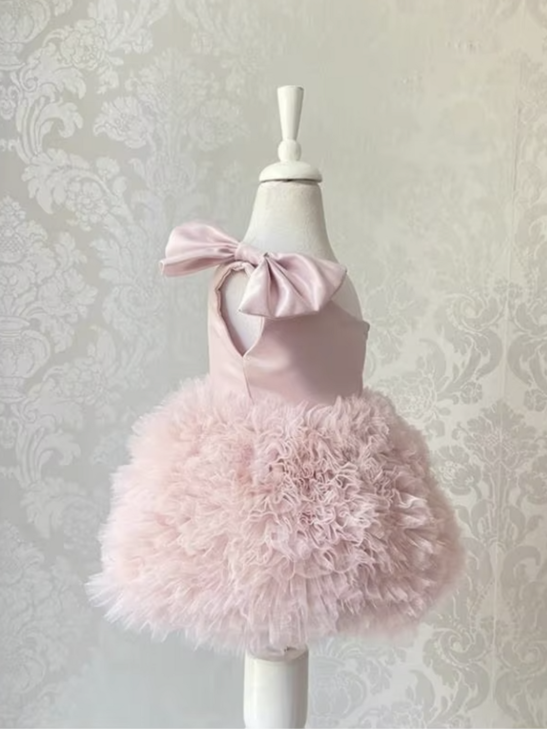 One Shoulder Bow Ruffle Tulle Dress