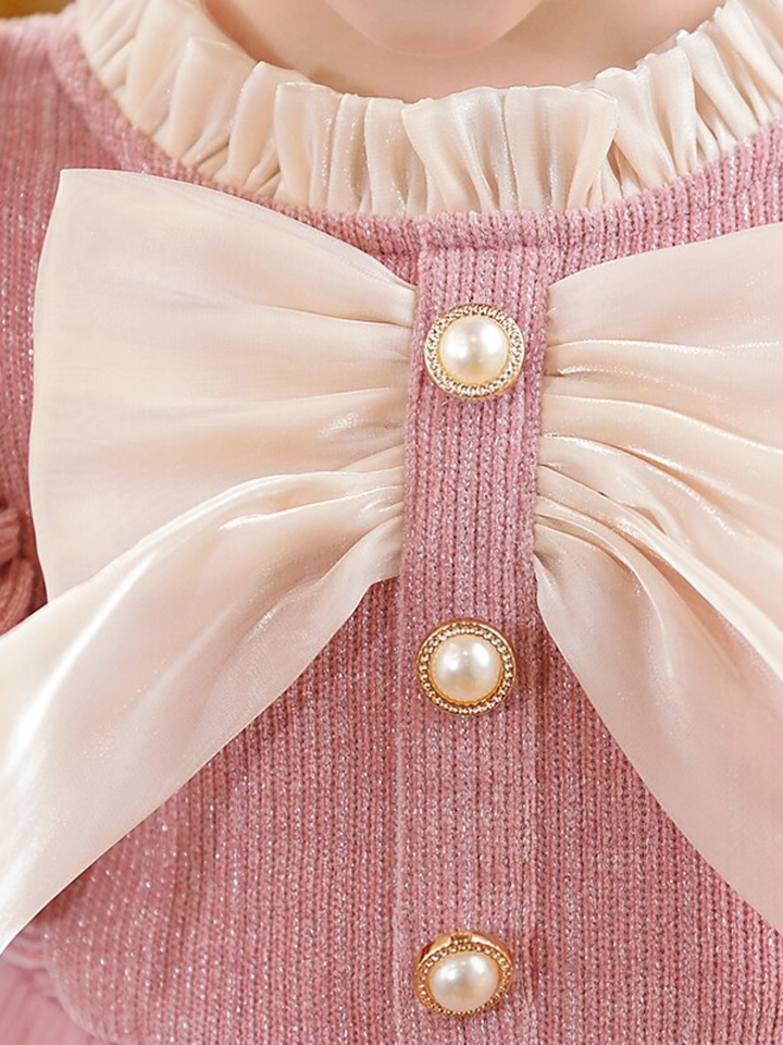 Girls Elegant Fluffy Mesh Dress with Ruffles and Bow Accents Mia Belle Girls