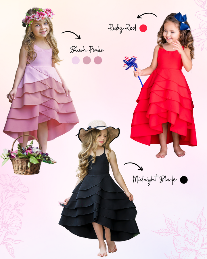 Girls Pretty Petal Sleeveless Tiered Ruffle Dress - Mia Belle Girls