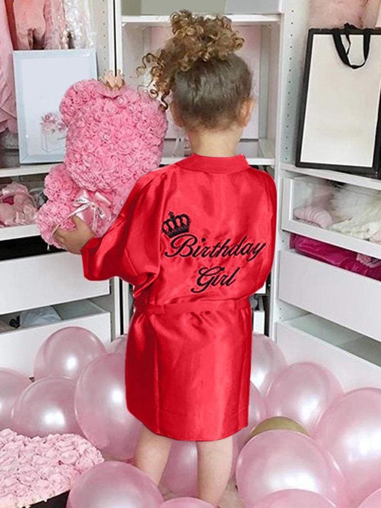 Girls Birthday Girl" Satin Robe Mia Belle Girls