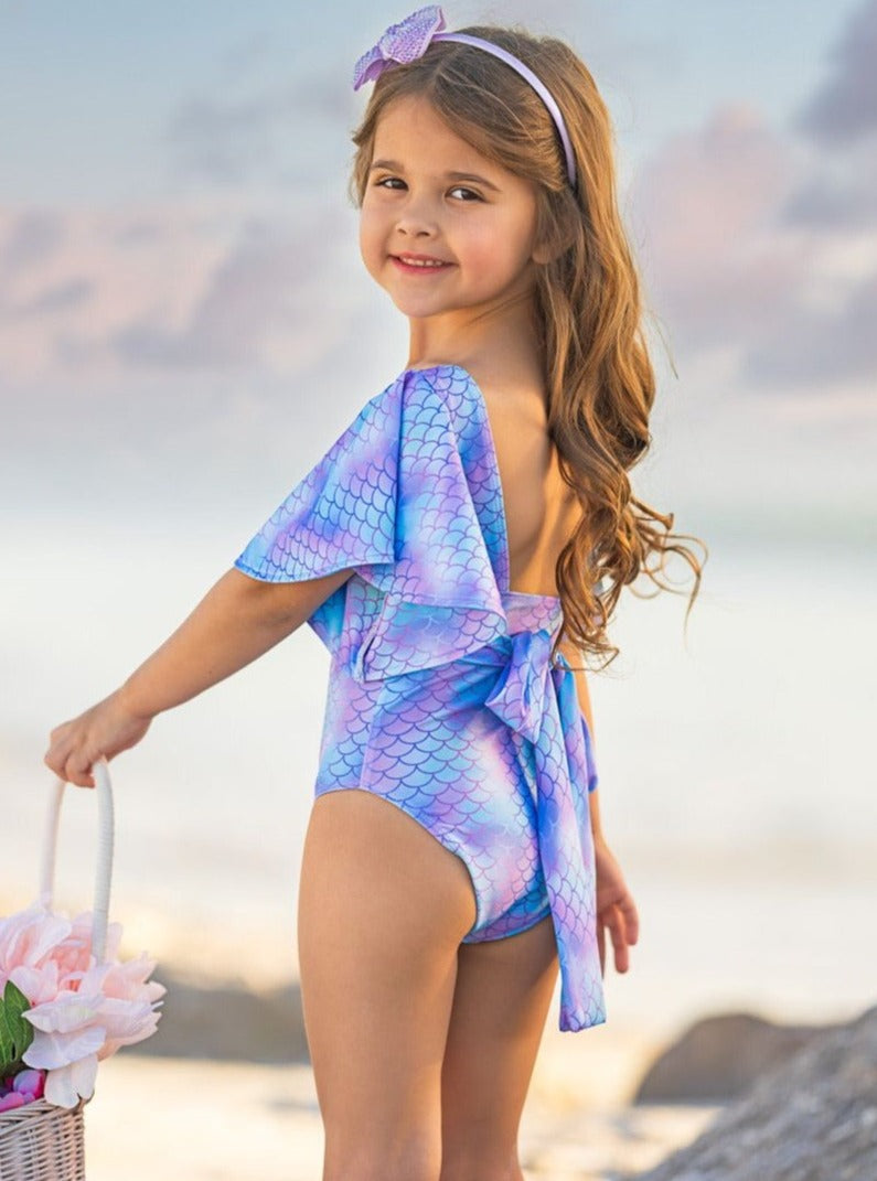 Aqua-Dorable Flare Sleeve One Piece Swimsuit Mia Belle Girls