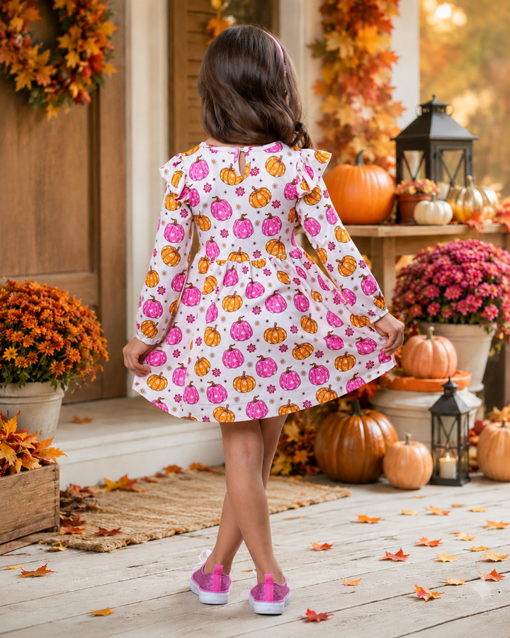 Pink Pumpkin Patch Twirl Dress