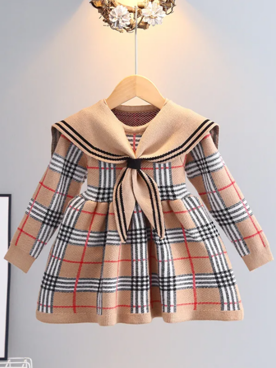 Adorable Plaid Sailor Collar Dress Mia Belle Girls