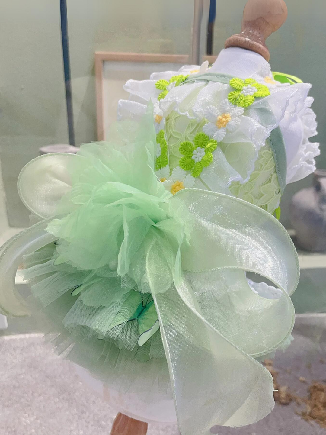 Dog Green Lace Flower With Wing Princess Halloween Dress Mia Belle Girls