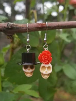 Girls Day of The Dead Gothic Skull Drop Earrings