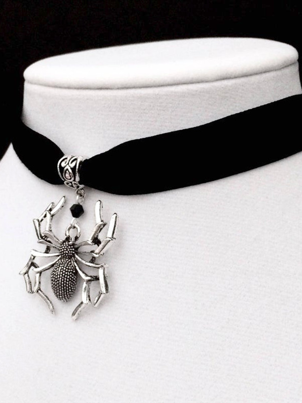 Halloween Accessories | Black Spider Choker Necklace | Mia Belle Girls