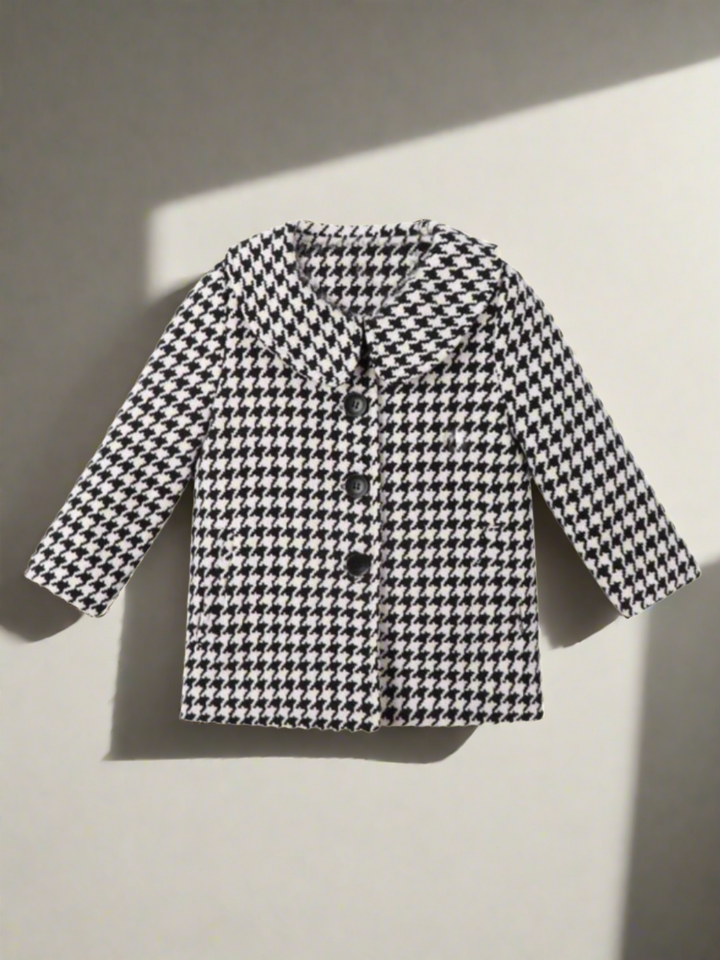 Chic Houndstooth Long Coat Mia Belle Girls