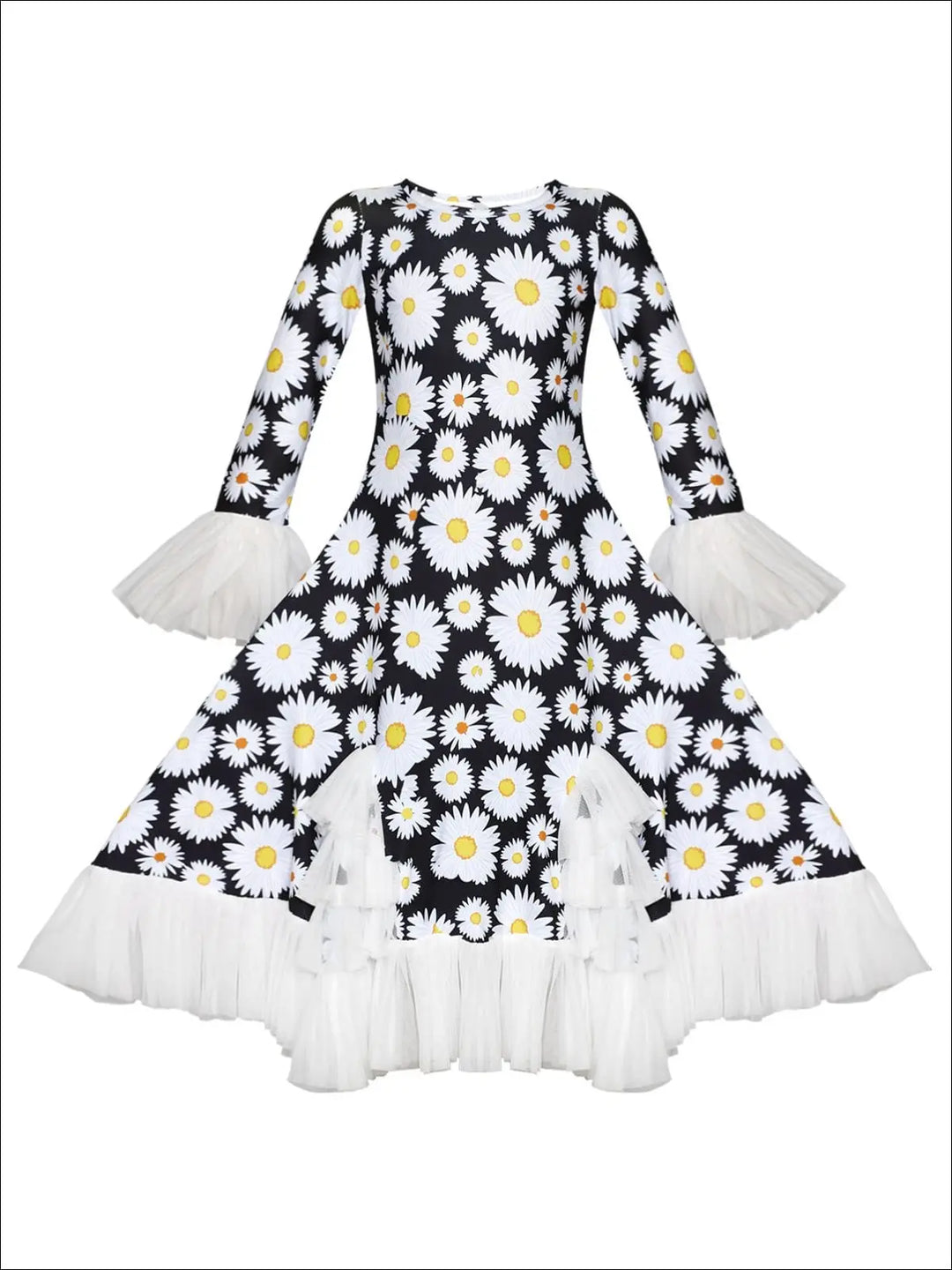 Winter Dressy Dresses | Floral Print Ruffle Lace Hem Maxi Dress