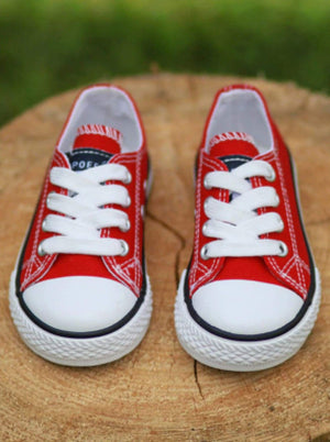 Keep It Casual Red Canvas Sneakers By Liv and Mia