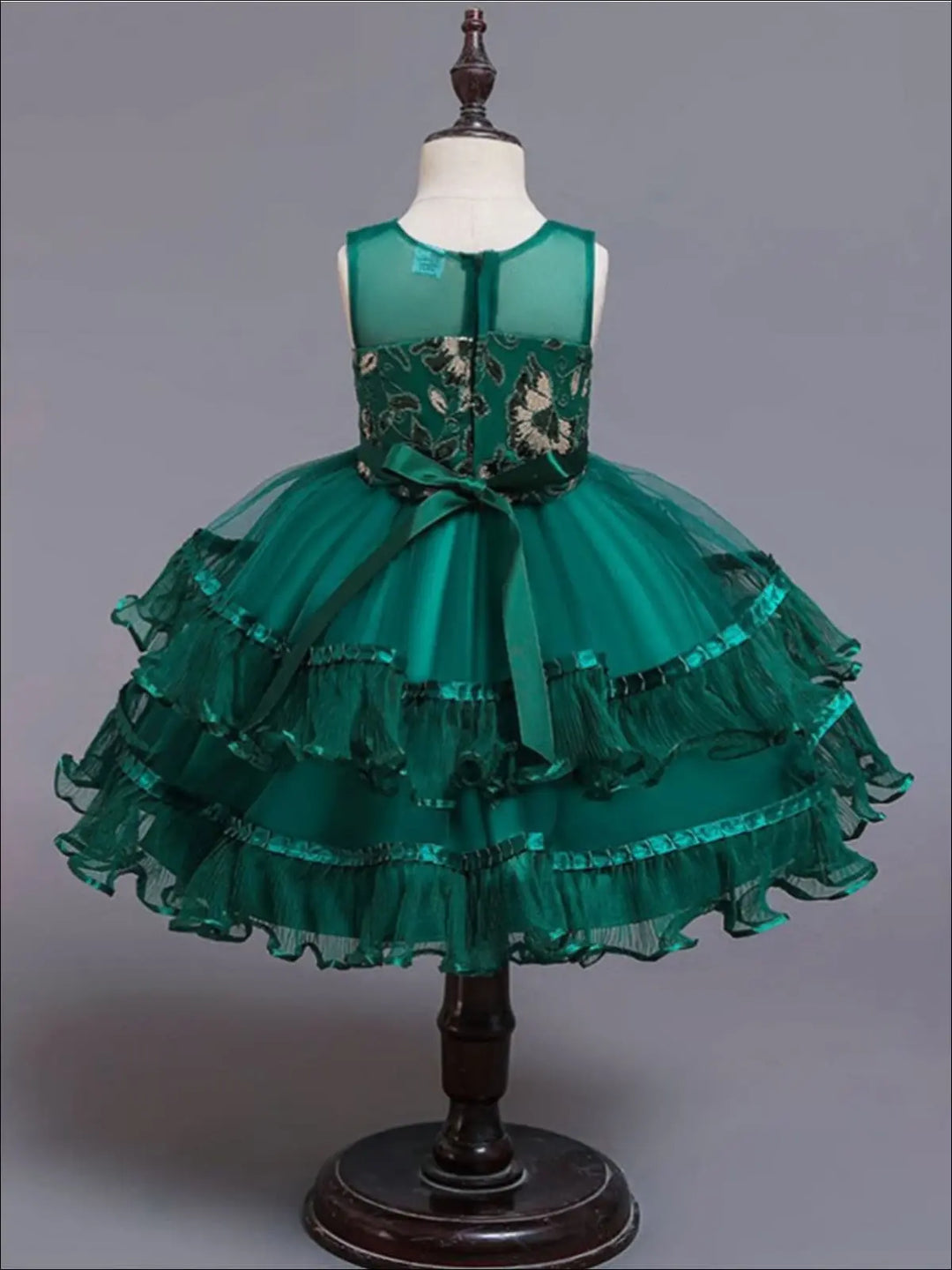 Girls Winter Formal Dress | Chiffon Embroidered Tiered Holiday Dress