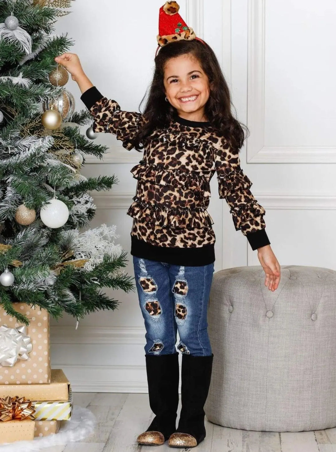Girls Cuffed Ruffled Sweater - Girls Sweater