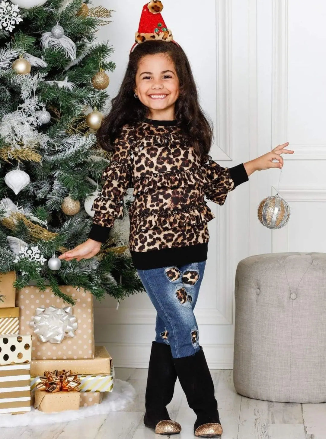Girls Cuffed Ruffled Sweater - Girls Sweater