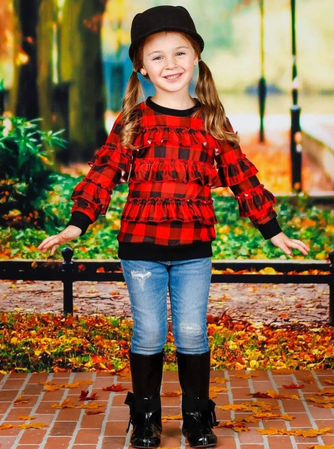 Girls Cuffed Ruffled Sweater - Girls Sweater