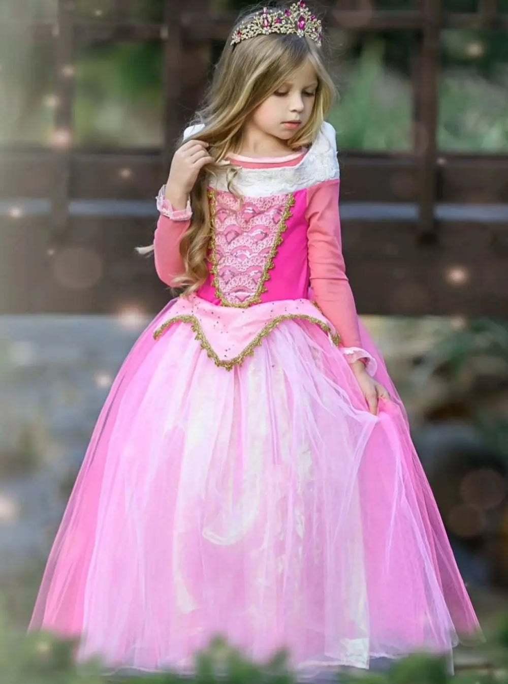 princess aurora dress Girls Sleeping Cutie Deluxe Princess Costume Gown Pink / 7Y