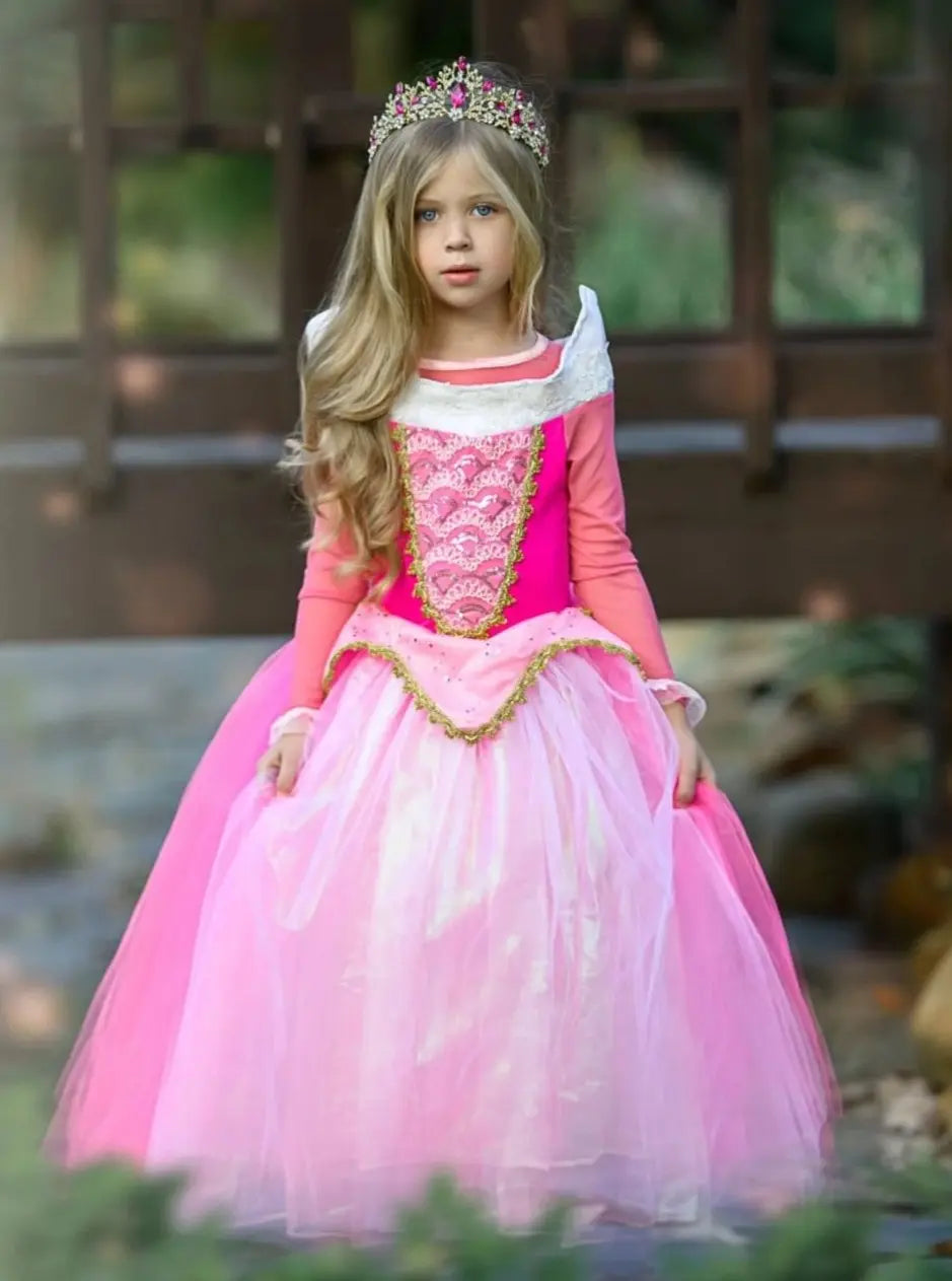 Girls Sleeping Cutie Deluxe Princess Costume Gown Pink / 7Y