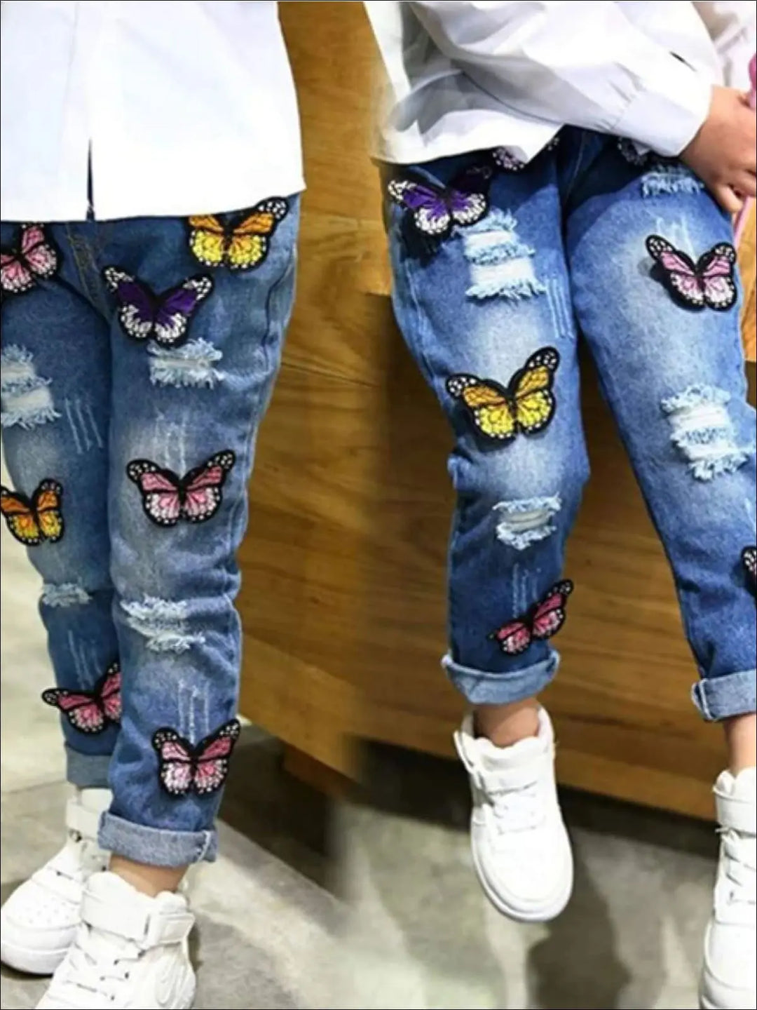 Kids Denim Clothes | Large Butterfly Applique Jeans | Mia Belle Girls