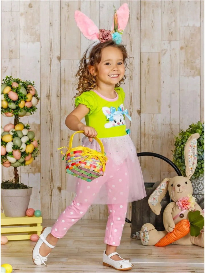 Causal Easter Outfits | Girls Bunny Sequin Tutu Tunic & Legging Set