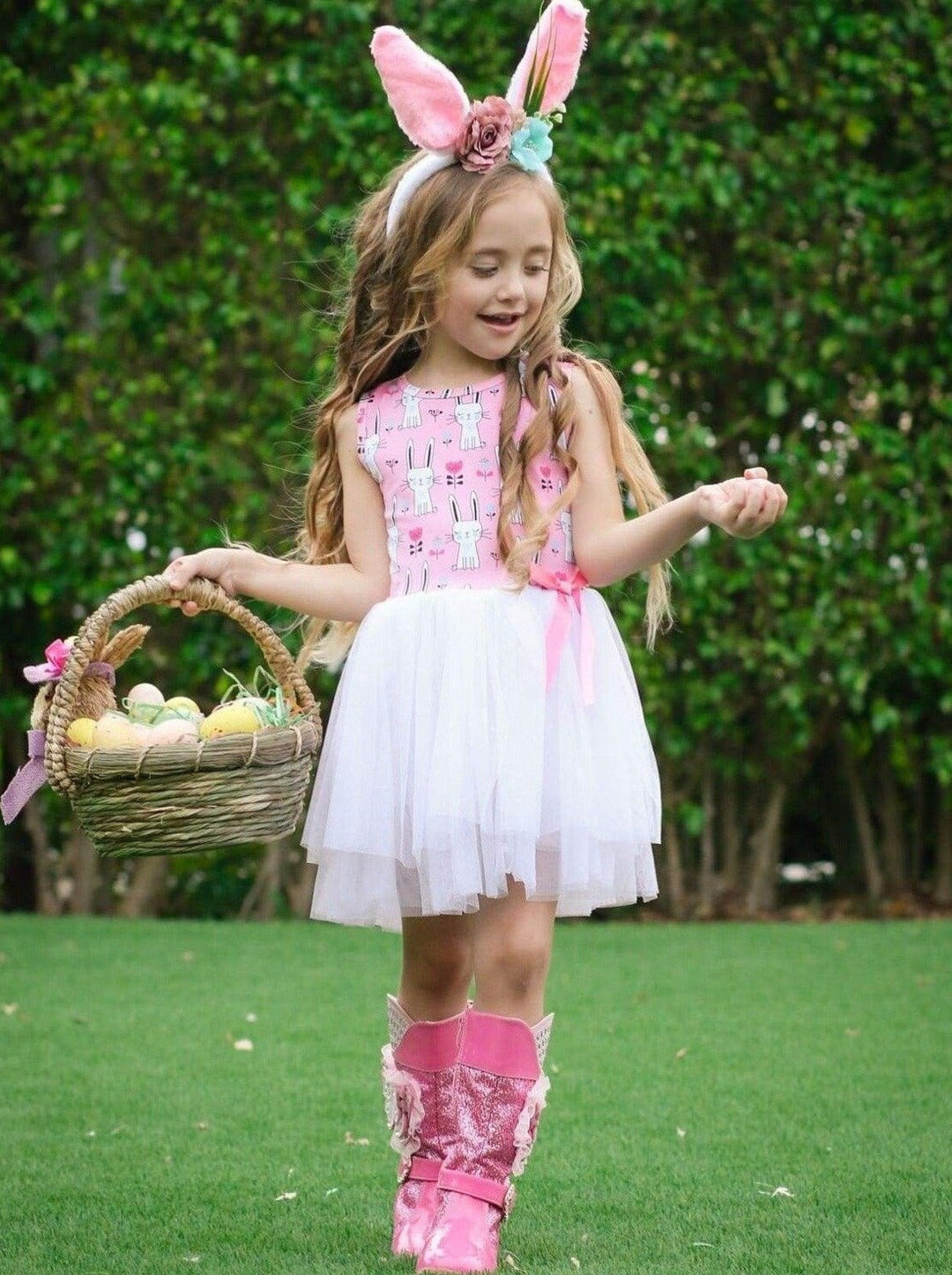 Girls Boutique Easter Dresses | Sleeveless Bunny Print Tutu Dress