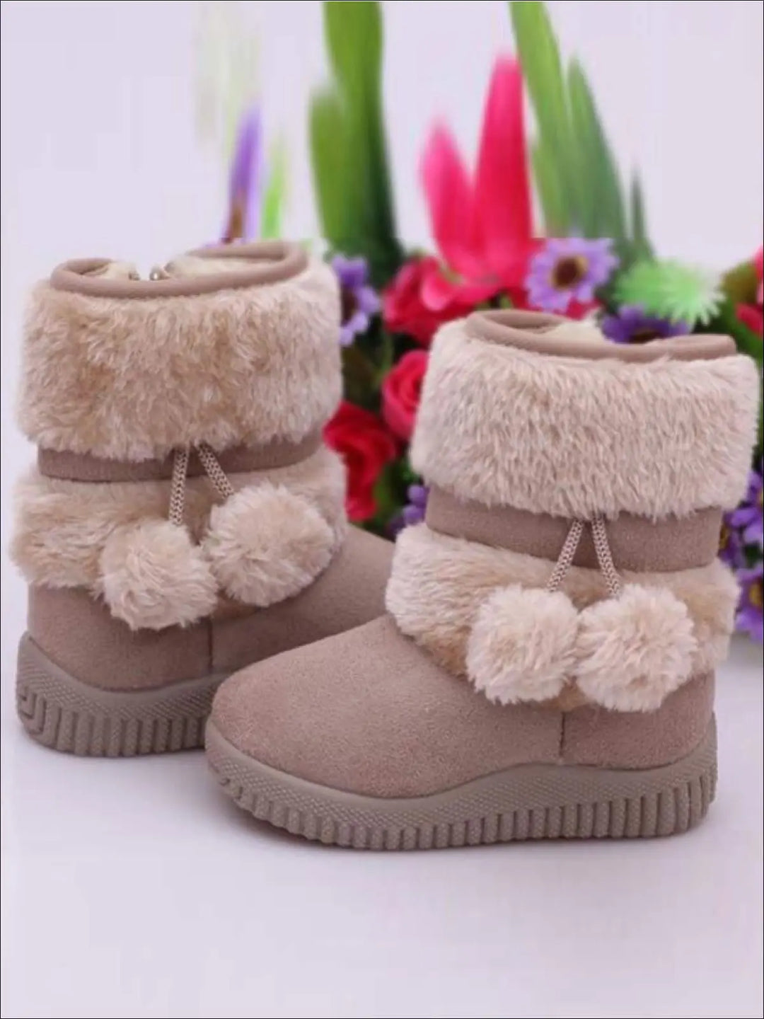 Girls Faux Fur Pom Pom Princess Boots (5 Colors Options) - Girls Boots