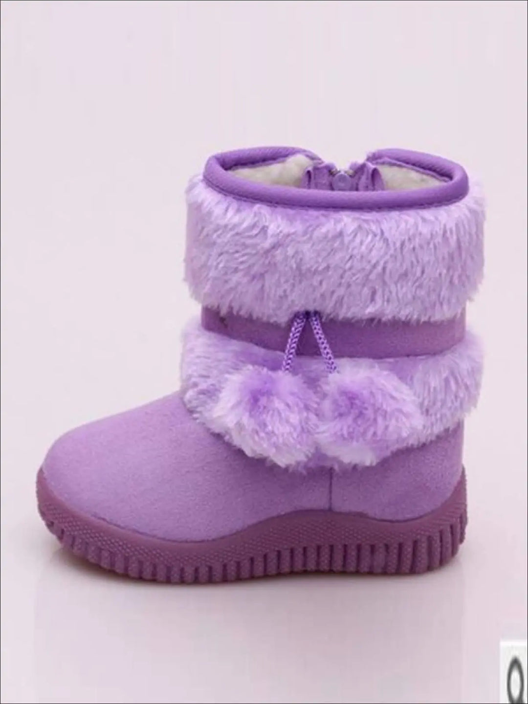 Girls Faux Fur Pom Pom Princess Boots (5 Colors Options) - Purple / 1 - Girls Boots