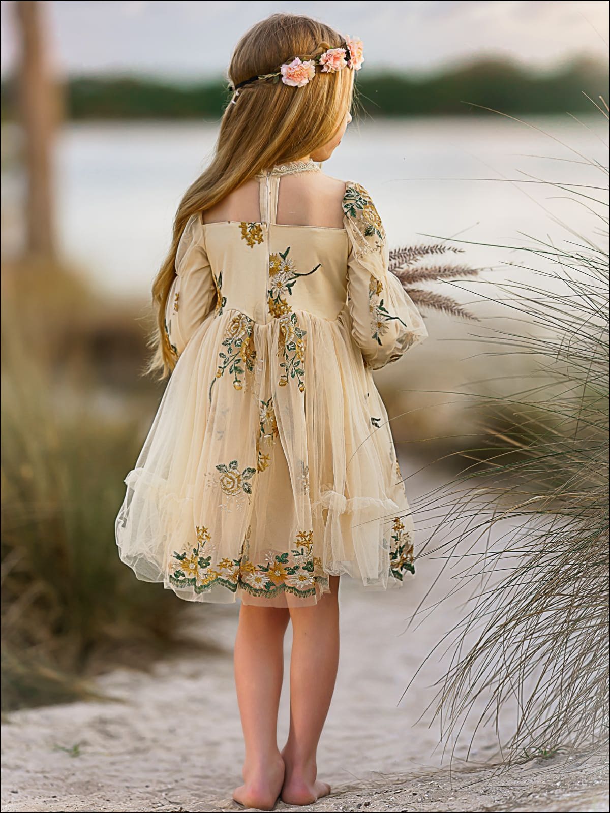 girls lace dress Little Girls Flower Embroidered Lace Dress