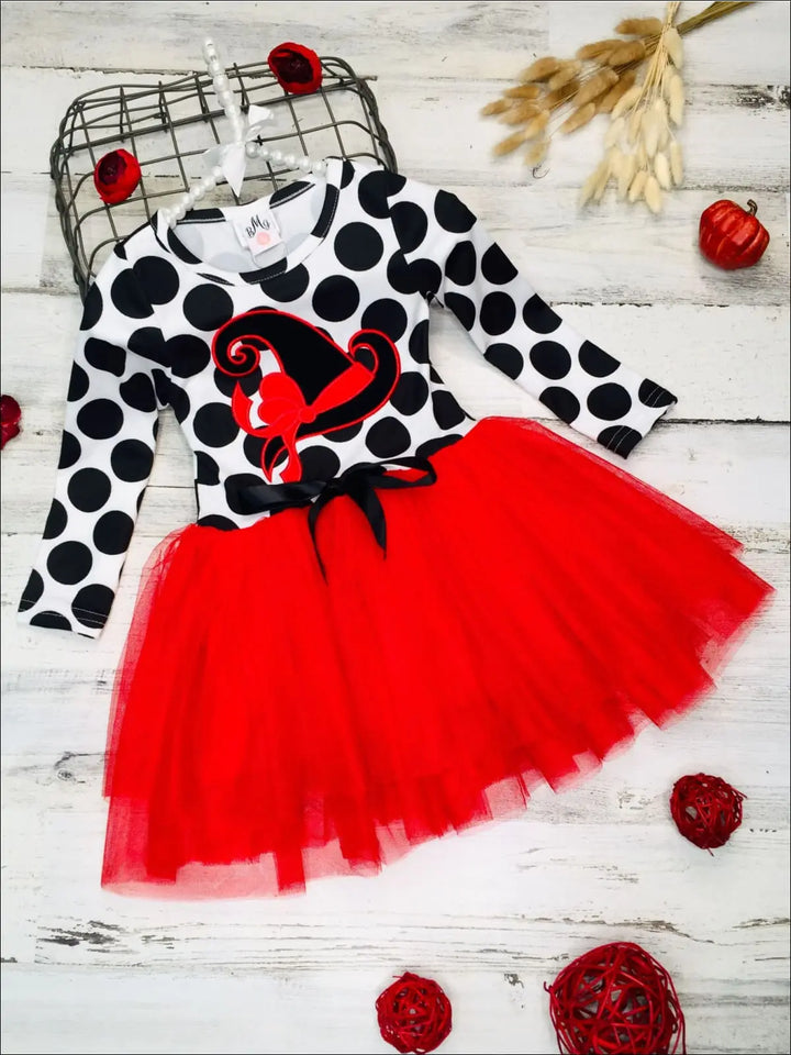 Girls Halloween Dresses | Polka Dot Witch Tutu Dress - Mia Belle Girls