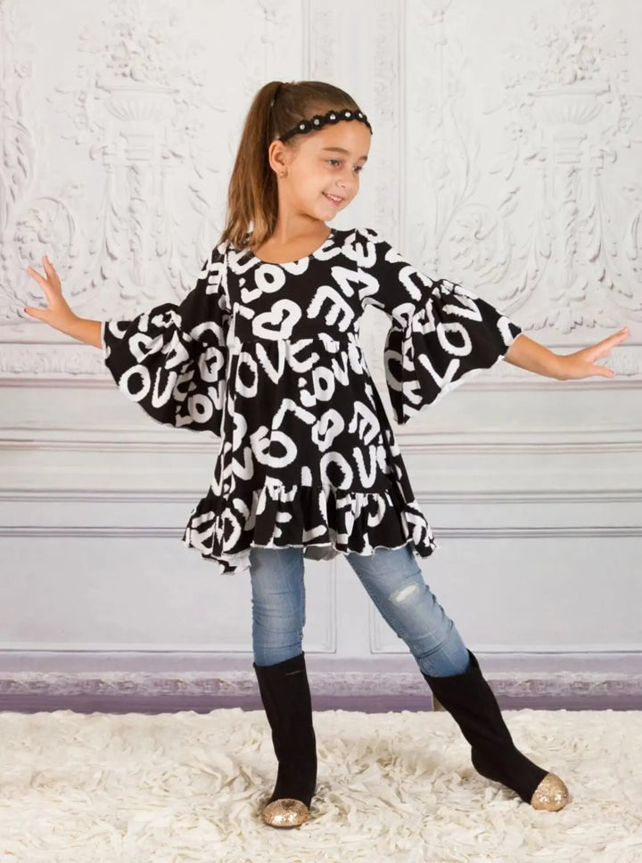 Girls Hi-Lo Boho Sleeve Ruffled Tunic - Girls Fall Top