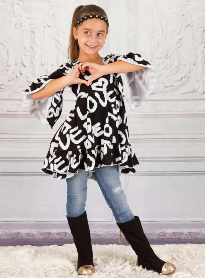 Girls Hi-Lo Boho Sleeve Ruffled Tunic - Girls Fall Top