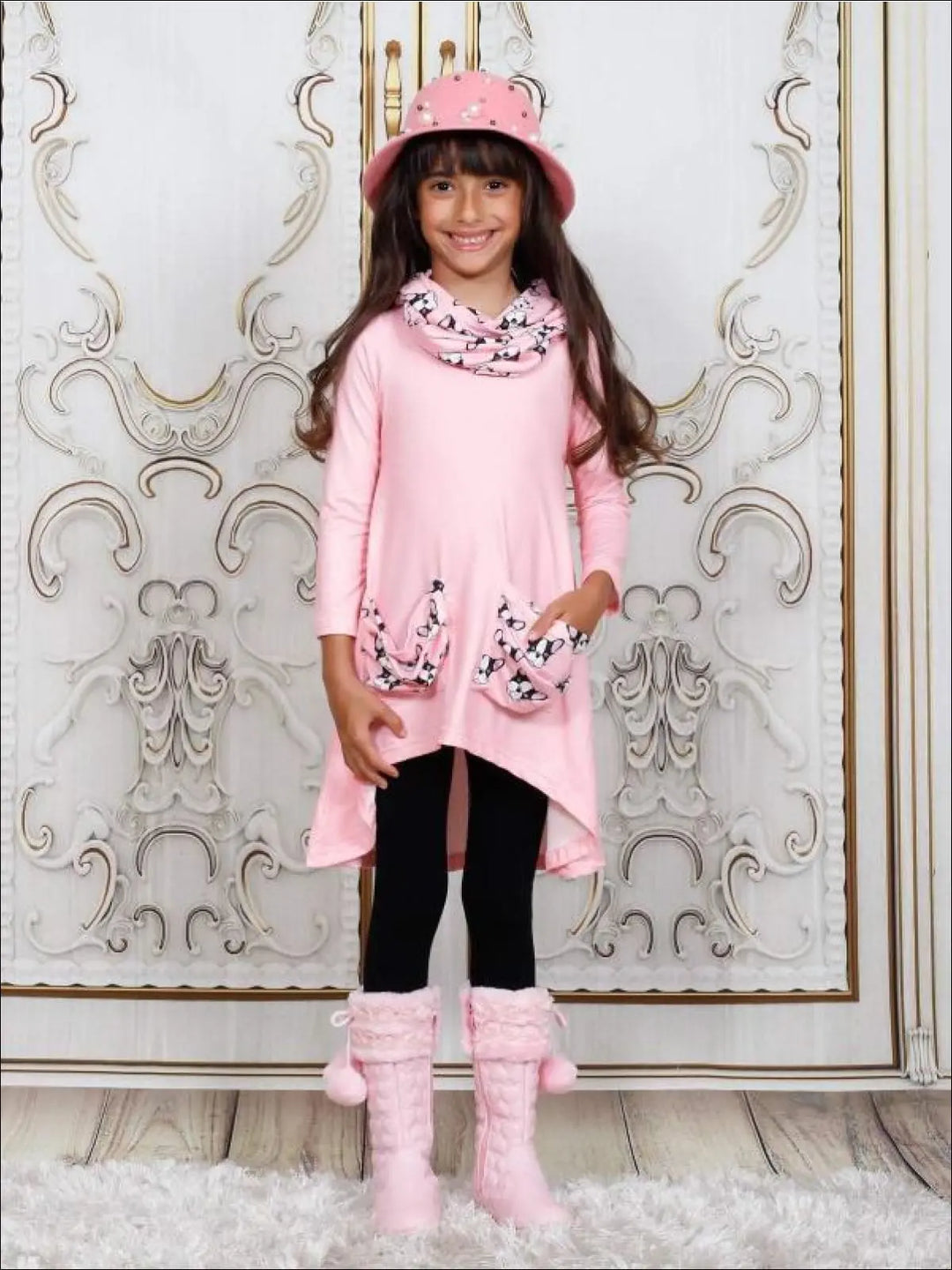 Toddler Fall Outfits | Girls Slouch Pocket Tunic, Legging & Scarf Set