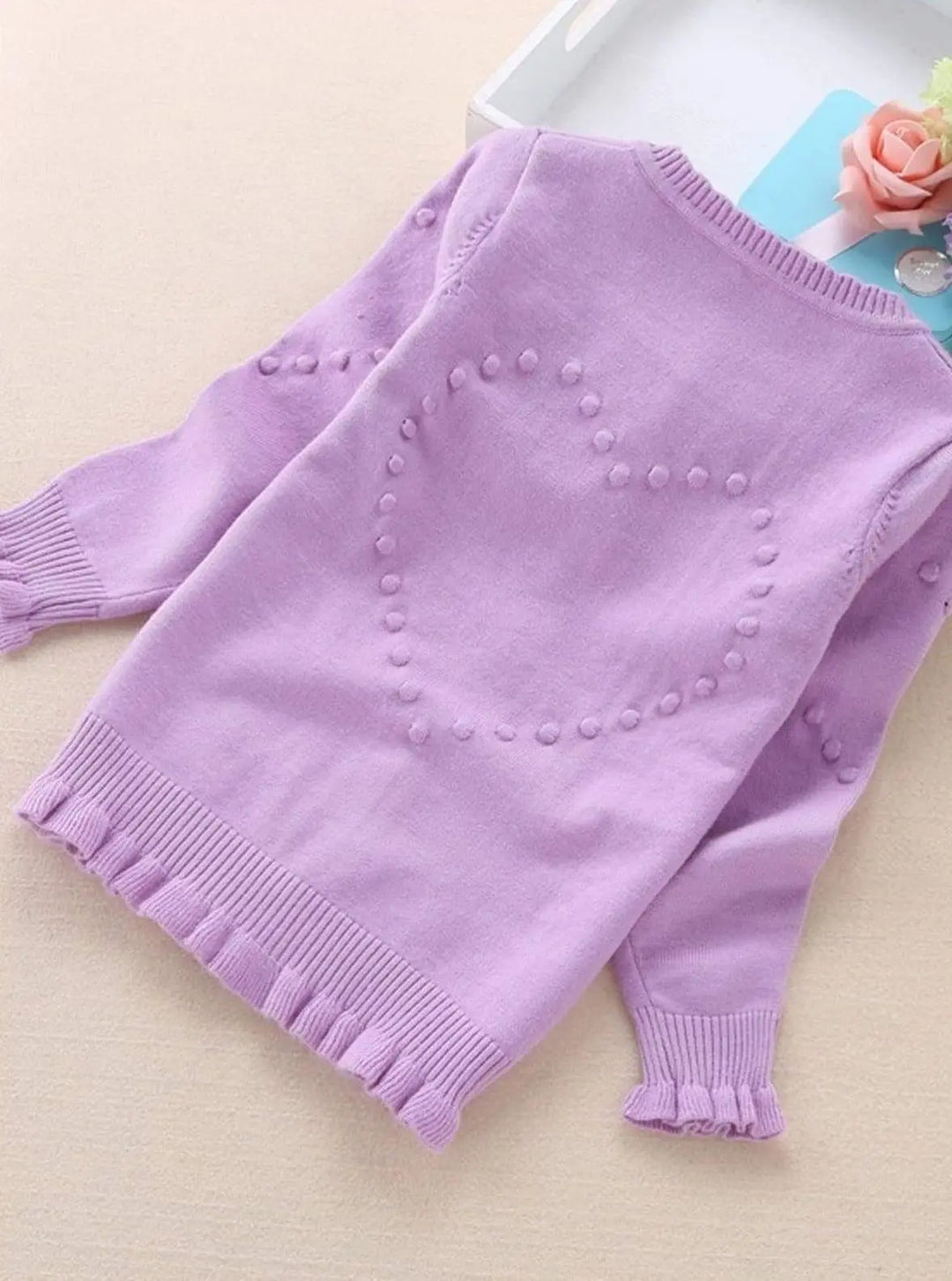 Kids Sweaters | Knit Ruffle Trim Button Up Cardigan | Mia Belle Girls
