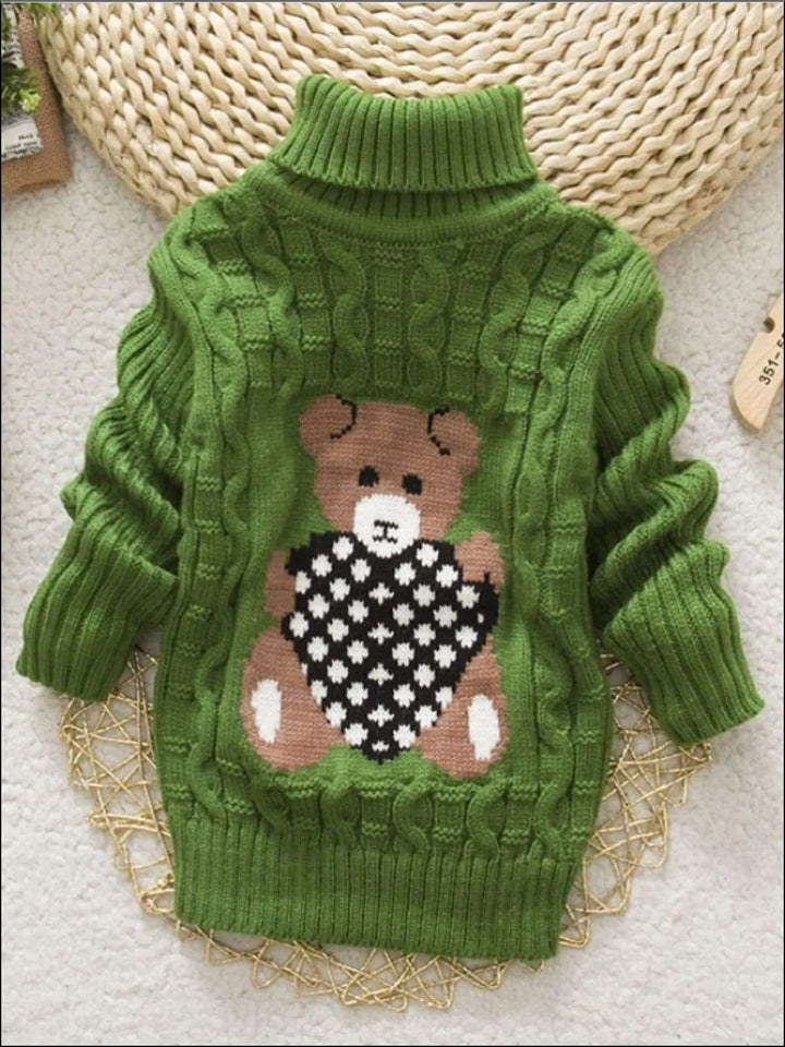 Sweaters & Cardigans | Knit Bear Turtleneck Sweater | Mia Belle Girls