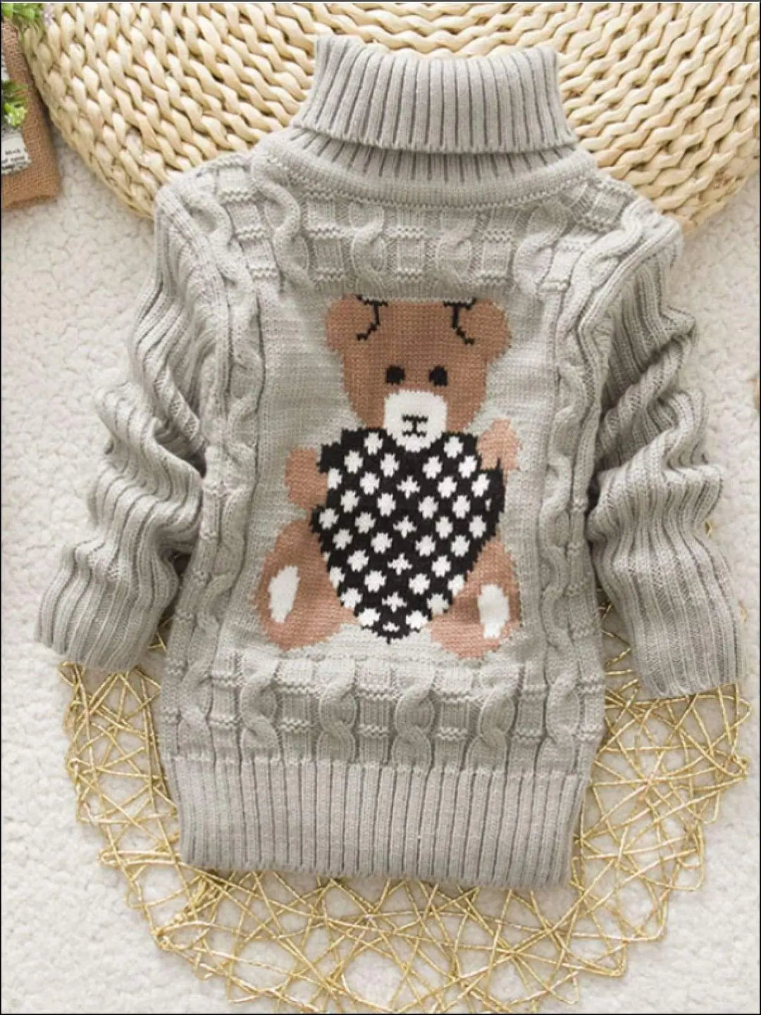 Sweaters & Cardigans | Knit Bear Turtleneck Sweater | Mia Belle Girls